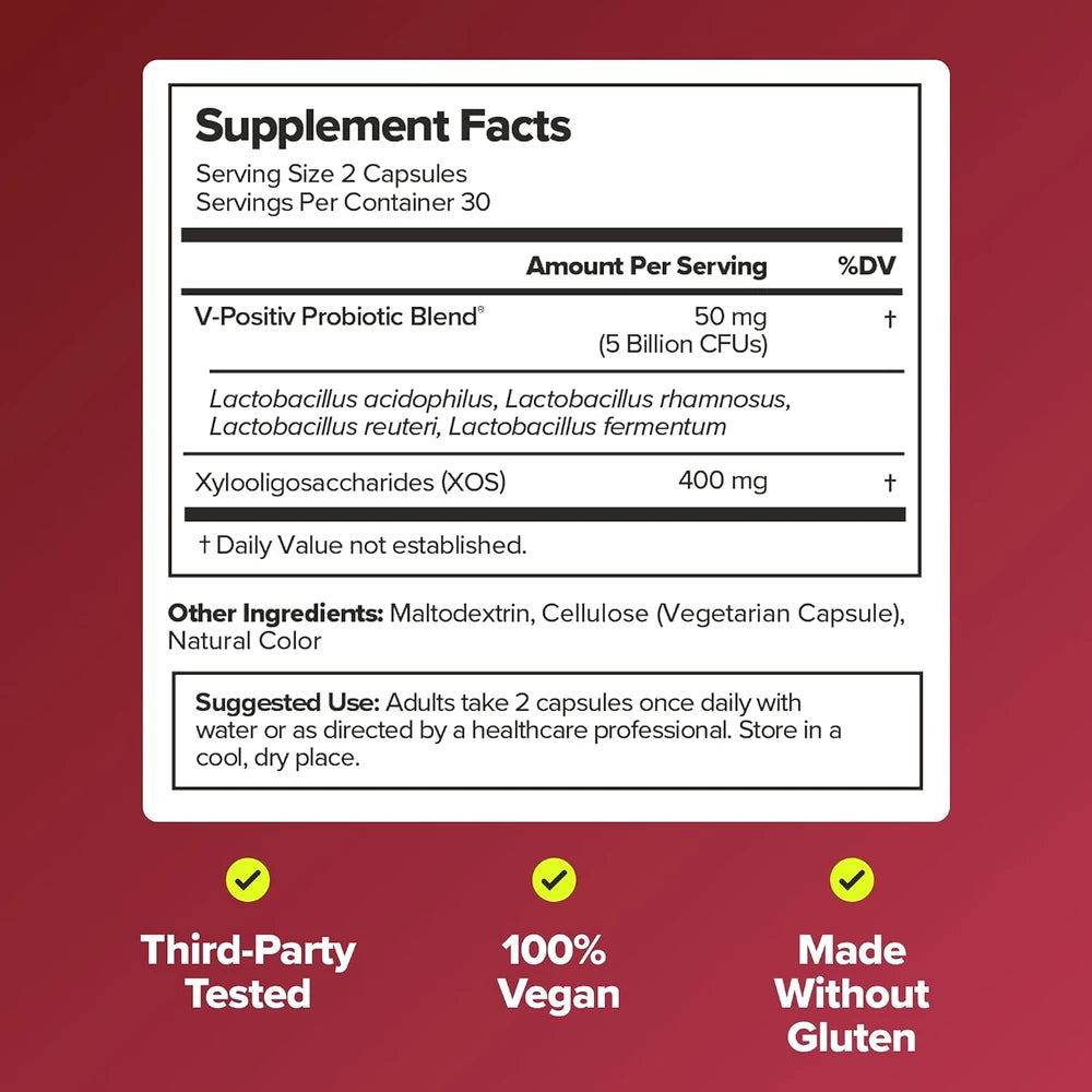 Vaginal Probiotic Supplement for pH and Odor Balance